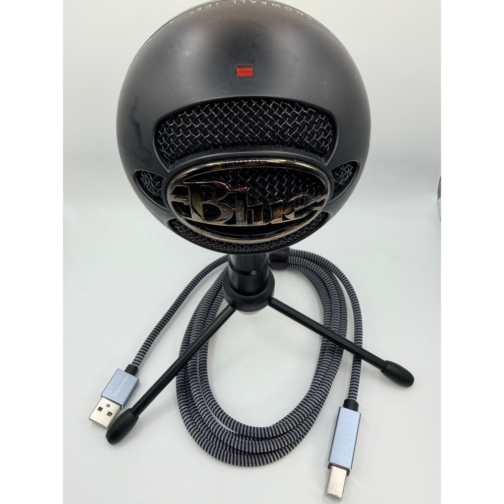 Blue Snowball iCE USB Microphone Black Condenser Mic with Tripod Stand and Cable